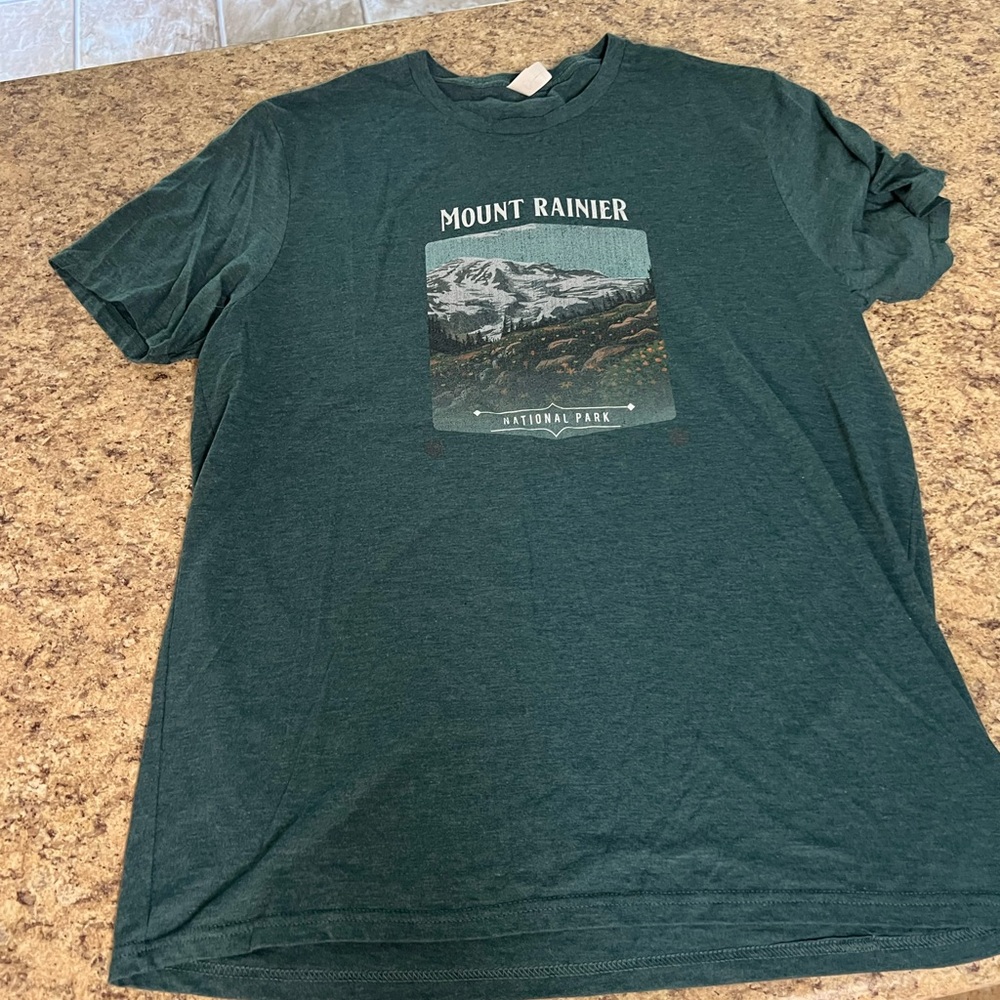 Mount Rainier National Park Graphic tri blend T-Shirt - Blue Green XL